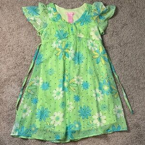 Hype Green and Blue Floral Kids Dress